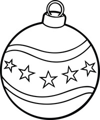 Christmas ball outline vector and illustration line art