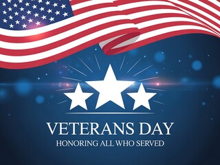 Veterans day celebration honoring all who served with american flag and stars