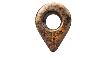 Copper Navigation Pointer on Transparent Background Represents Destination
