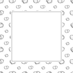sausage frame. doodle grill sausage square frame. hand drawn sausage frame background. grill sausage background
