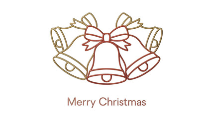 Festive Christmas Bells Ornament Decorated with a Red Ribbon Bow and Sparkly Christmas Lights