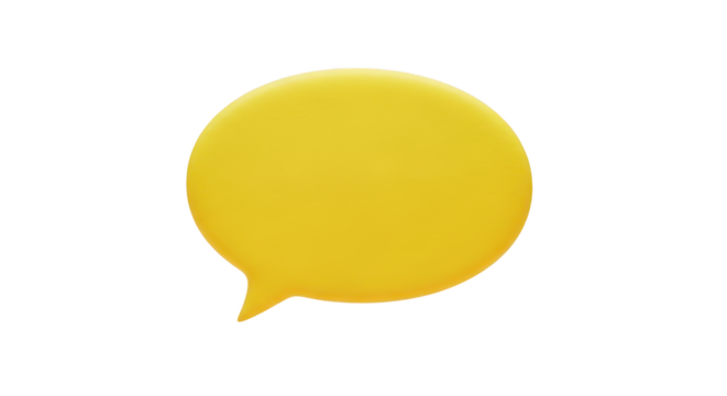 Yellow Speech Bubble with Tail isolated on a transparent background chat communication
