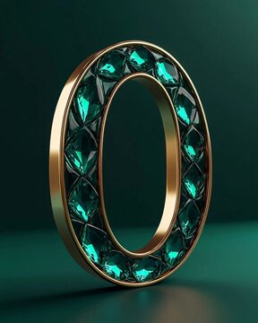 gold ring with diamonds, 3d, symbol, sign O, symbol o, 3d symbol 0