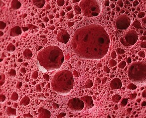 Close-up view of a pink porous material