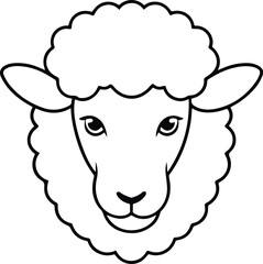 sheep head outline vector and illustration line art