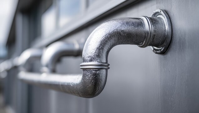 Close-up of a modern metal handrail
