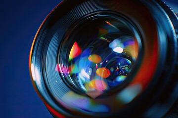 Close-up lens with colorful reflections