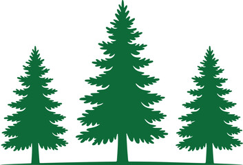 Pine tree silhouette vector illustration, forest tree icon. pine tree icon green silhouette vector illustration on transparent background. Tree and forest silhouettes vector .
