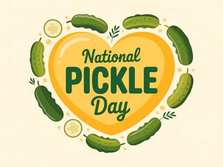 Celebrate national pickle day with a heart shaped design featuring fresh pickles and festive text