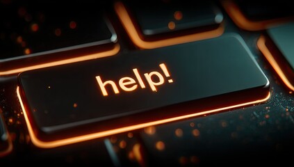 Close-up of a glowing keyboard key