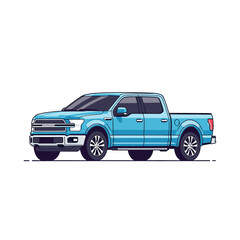 Modern light blue pickup truck vector illustration shown in a clean side profile view.