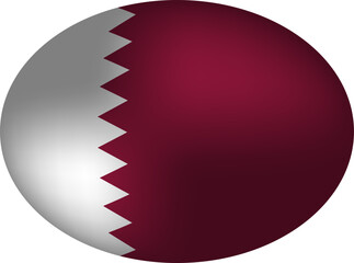 Qatar Flag Badge - 3D Oval Egg Sphere Icon