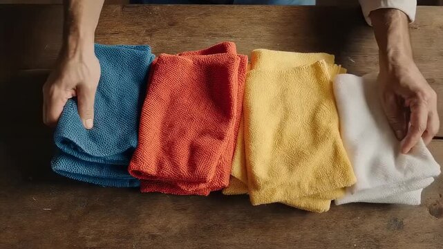 Colorful clothes folding