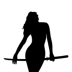 samurai girl back view silhouette image 