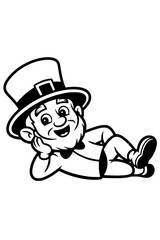 Leprechaun Cartoon Vector &ndash; Black and White