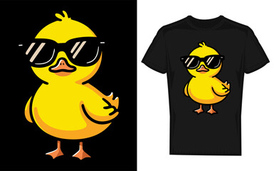 Funny rubber ducky wearing sunglasses cute duckling illustration