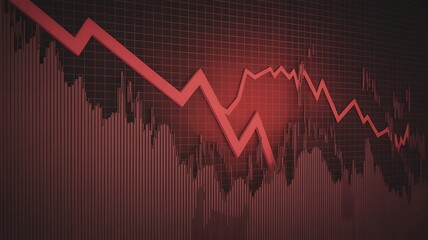 Red Stock Market Crash Graph and Chart Illustrating Economic Downturn and Financial Crisis Depression Recession Risk Management Strategies