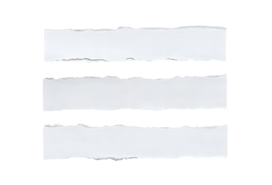 A torn or ripped blank paper banner, isolated with grunge texture and frayed edges, perfect as a frame, note, or cardboard sheet. The empty page or vector illustration highlights the ripped design and