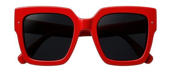 Bold red square sunglasses icon on a white background.