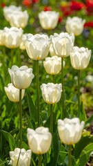 White tulips in a garden