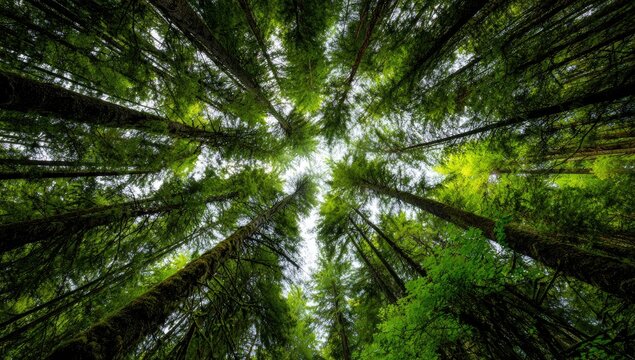 Lush forest canopy viewed from below (2)