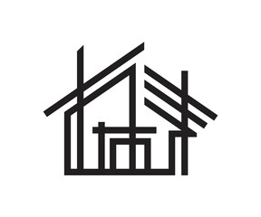 Abstract house illustration with geometric design