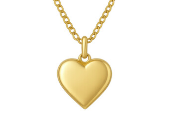 Golden heart pendant necklace symbolising love on transparent background