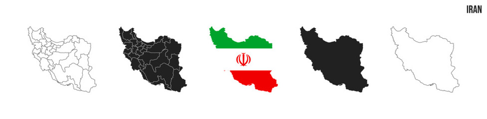 Iran map set. Map of Iran with flag.  Vector EPS 10