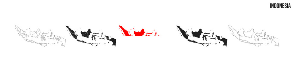 Indonesia map set. Map of Indonesia with flag.  Vector EPS 10