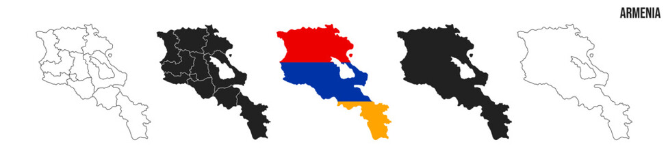 Armenia map set. Map of Armenia with flag.  Vector EPS 10