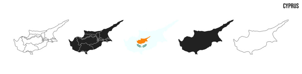 Cyprus map set. Map of Cyprus with flag.  Vector EPS 10