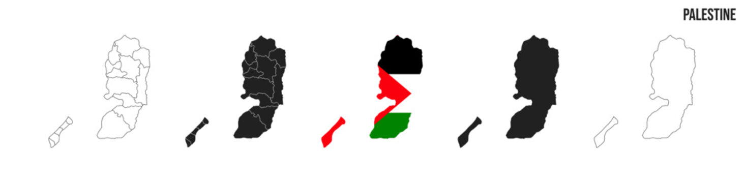 Palestine map set. Map of Palestine with flag.  Vector EPS 10
