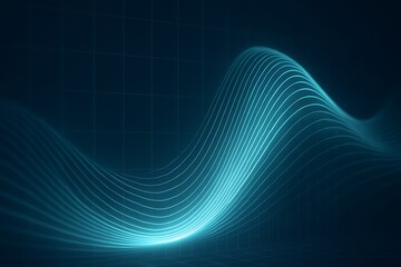 Dynamic Blue Wavy Lines on Dark Grid Background