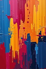 Abstract art background, vibrant color palette, textured brushstrokes, dynamic composition, backdrop, wallpaper