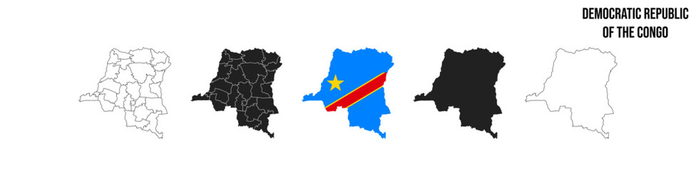 Obraz premium Democratic Republic Of the Congo map set. Map of Democratic Republic Of the Congo with flag. Vector EPS 10