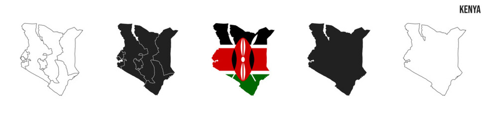 Kenya map set. Map of Kenya  with flag.  Vector EPS 10