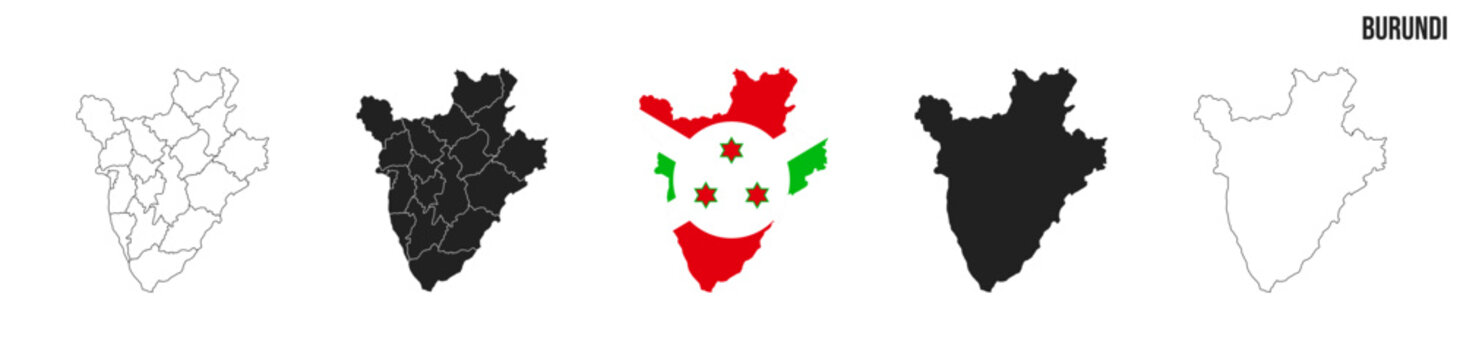 Burundi map set. Map of Burundi with flag.  Vector EPS 10