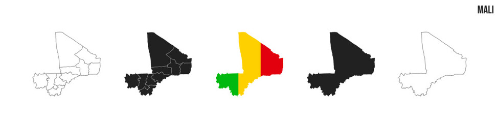 Mali map set. Map of Mali with flag.  Vector EPS 10