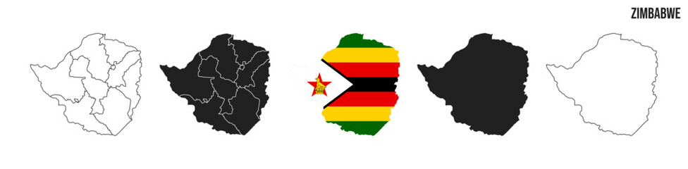 Obraz premium Zimbabwe map set. Map of Zimbabwe with flag. Vector EPS 10
