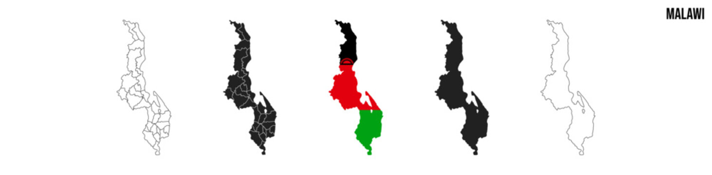Malawi map set. Map of Malawi with flag.  Vector EPS 10