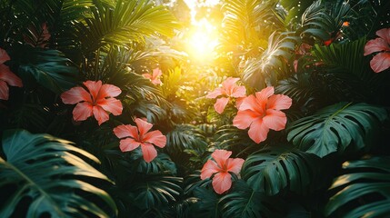 Sunlit Floral Foliage