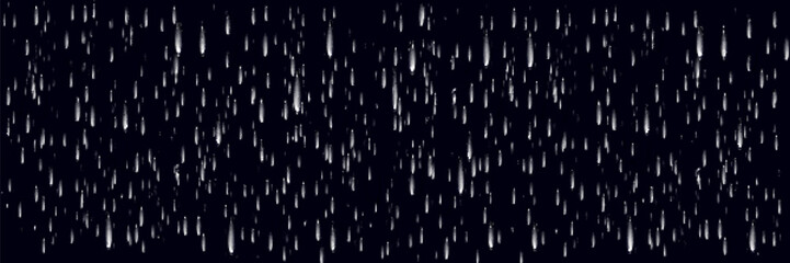 Drops of water on grey background. Vector. Isolated set of transperent water drops. Scattered and spritz splash raindrops.