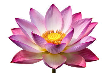 Pink lotus flower isolated on transparent background, a symbol of purity and enlightenment, perfect for spiritual and wellness designs