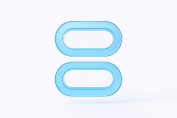 Obraz premium Two light blue oval shaped plastic links stacked vertically on a white background