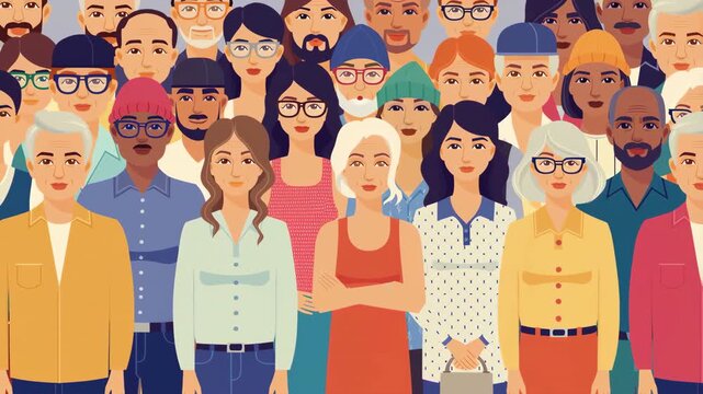 Diverse multicultural society crowd of people standing together