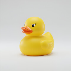 yellow rubber duck on white background
