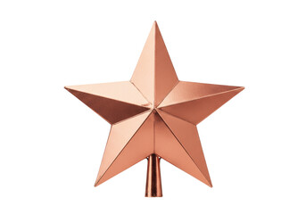 Obraz premium Copper star isolated PNG on transparent background, Christmas tree topper decoration for holiday design