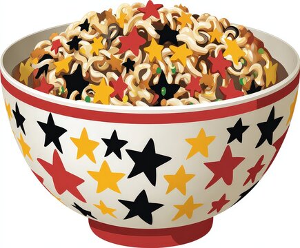 Bowl Of Colorful Noodls With Stars