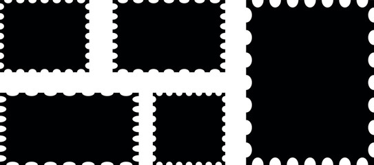 Colorful blank postage stamp collection set isolated on white background