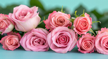 bouquet of pink roses in a vase